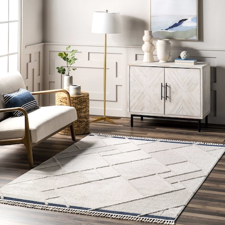 Nuloom Emilie Casual Geometric Tasseled Area Rug 4ft x 6ft KKBH09A-406